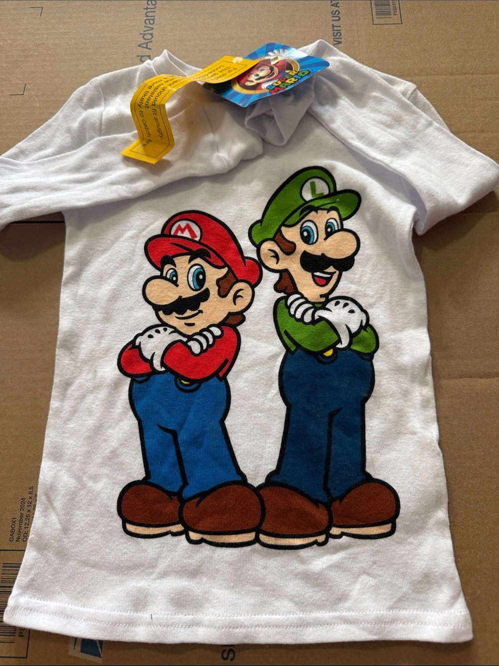 White Kids Super Mario Character T-Shirt or PJ shirt
